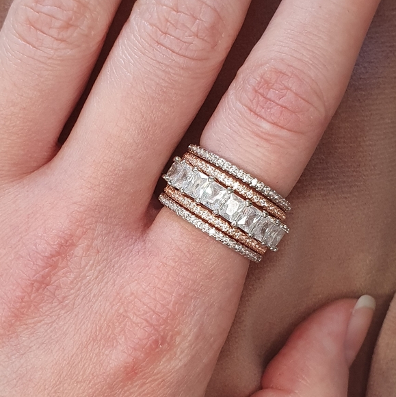 Super Pretty Rose Gold / Gold & Silver Set Rings - Picture 3 of 7